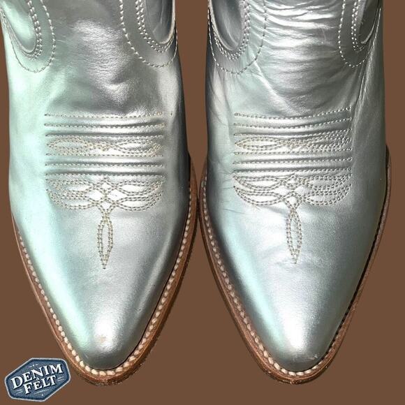 CORRAL WOMEN'S SILVER/TEAL EMBROIDERED ROUND TOE WESTERN COWBOY BOOTS/BOOTIES!! - Picture 10 of 16